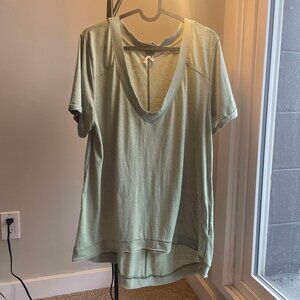 We the Free - Free People Distressed Green V-neck Shirt